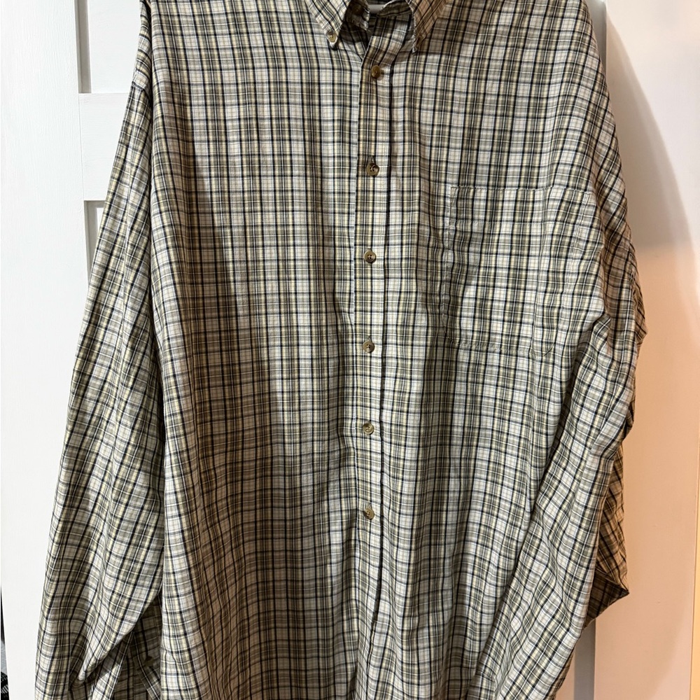 Tan Plaid Button-Down Shirt